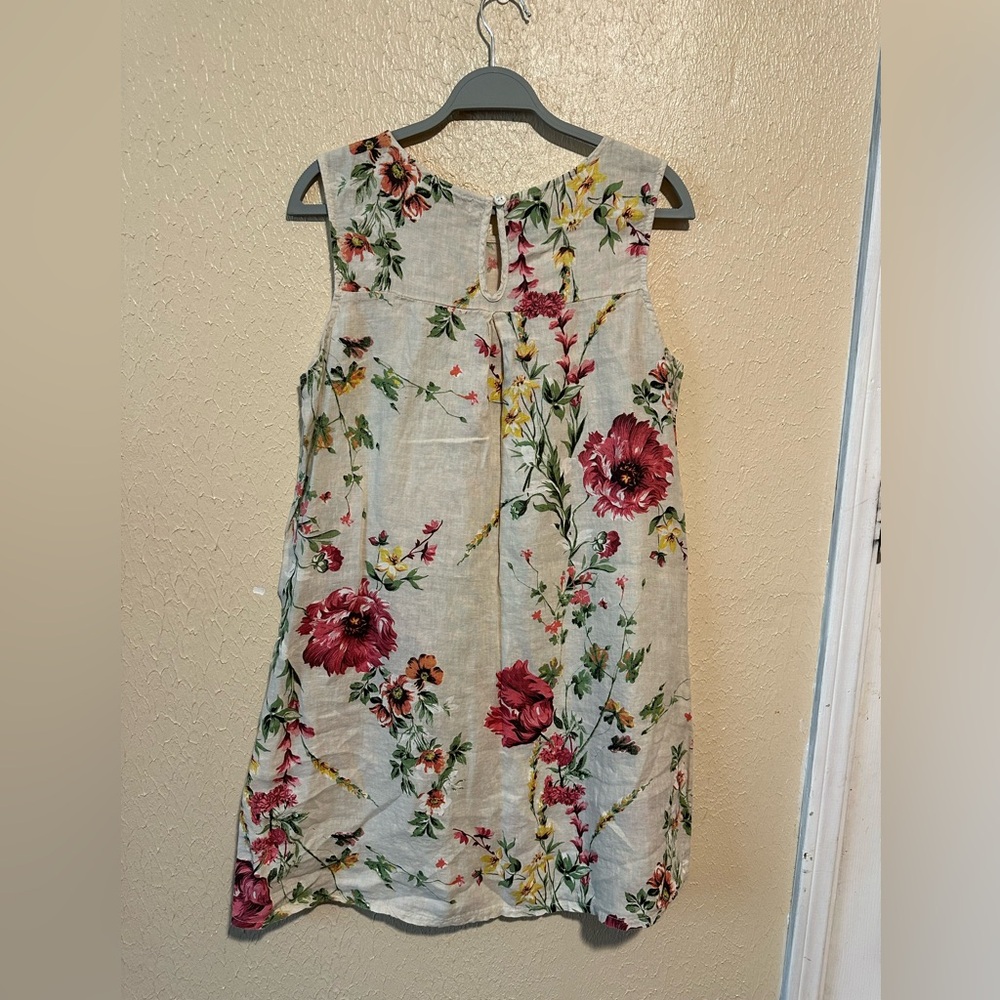 Terzo Millennio Linen Dress Floral Sleeveless Size large - Picture 3 of 6